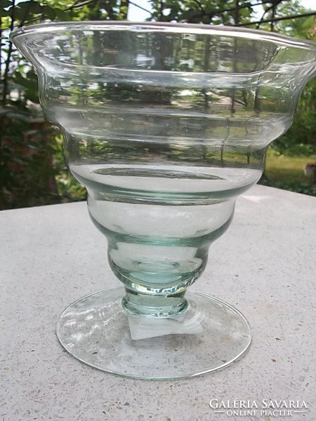 Footed glass vase - ice cream cone shape