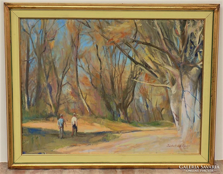 Zirkelbach László ( 1916-) Fűzfák alatt c. képcsarnokos festménye 92x72cm EREDETI GARANCIÁVAL !!