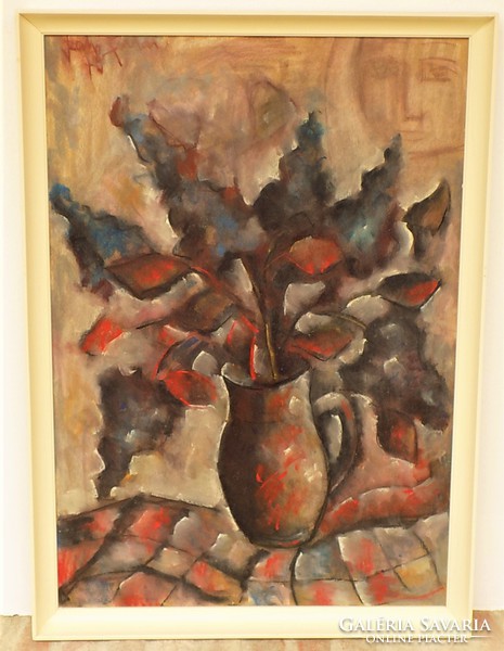Angyalföldi Szabó Zoltán (1929-2014) Csendélet c. képcsarnokos festménye 106x76cm EREDETI GARANCIA