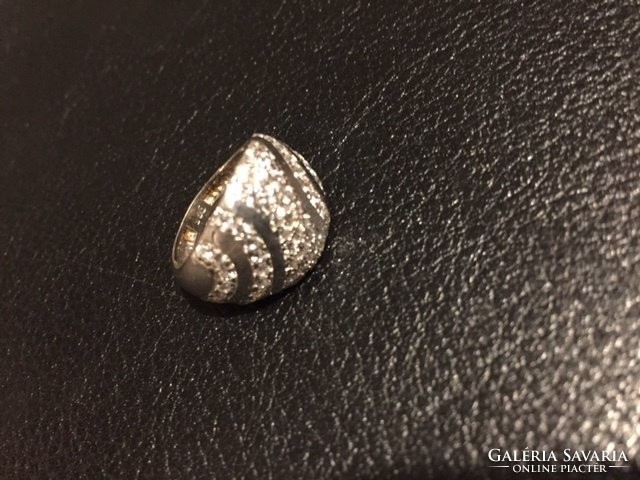 925-ös Ezüst gyűrű, sok apró kővel, 52-es, jelzett  (FÉD)