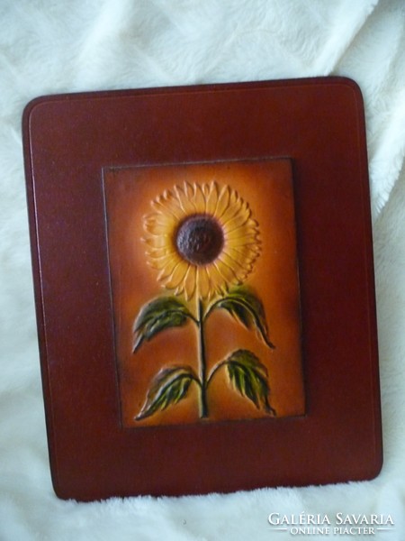 Wall decoration with leather decoration - sunflower