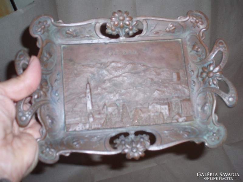 Antique bronze mural, tray