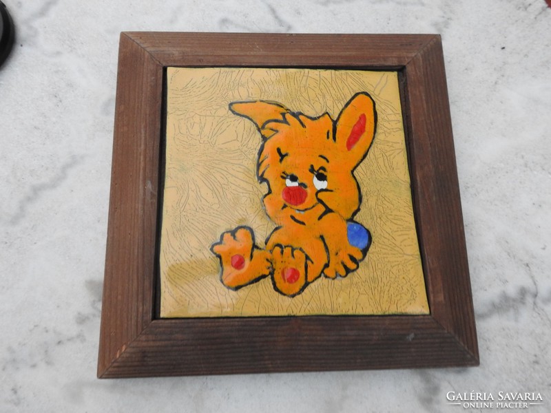 Fire enamel picture for children's room: bunny - rabbit