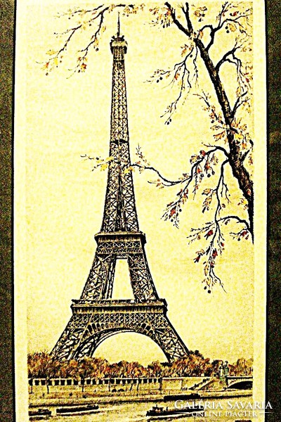 Párizs - Eiffel-torony, francia színezett rézkarc, litográfia