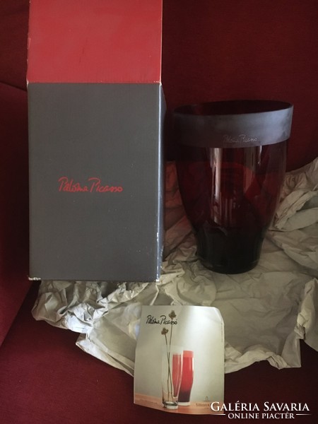 Paloma picasso novo ruby signed art glass vase (daughter of painter pablo picasso)