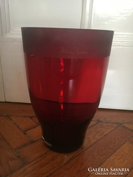 Paloma picasso novo ruby signed art glass vase (daughter of painter pablo picasso)