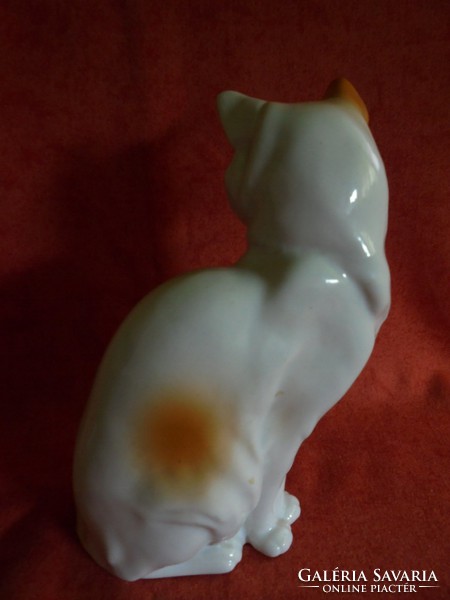 Hollóházi porcelán macska figura
