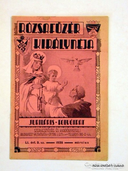 1935 március    /  RÓZSAFÜZÉR KIRÁLYNÉJA  /  RÉGI EREDETI ÚJSÁG Szs.:  5465