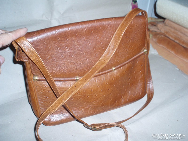 Vintage ostrich leather shoulder bag