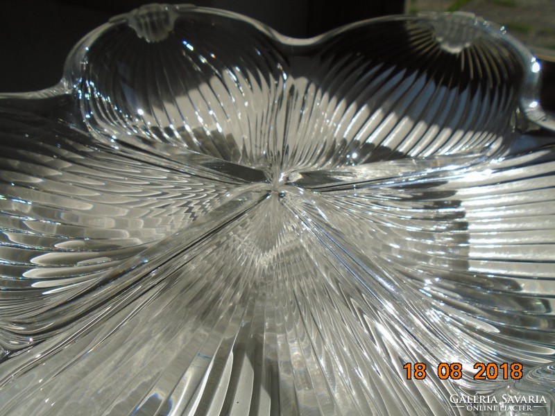Lalique type opal glass decoration with a very special shape ribbed heavy 5-compartment tray