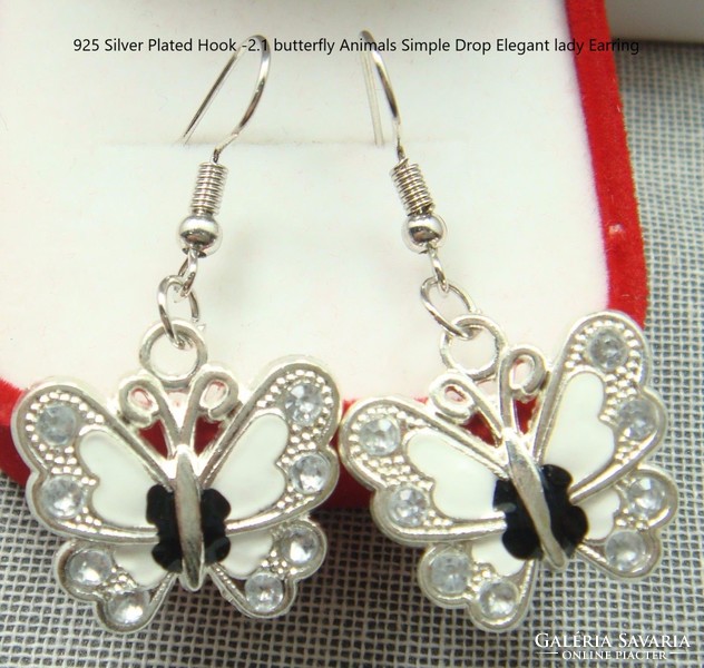 Silver plated butterfly earrings with various colored enamels and crystals