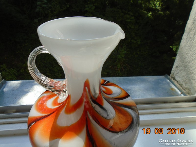 Muránói IMPOZÁNS Carlo Moretti (1934-2008) rétegelt üveg,több színű kancsó váza