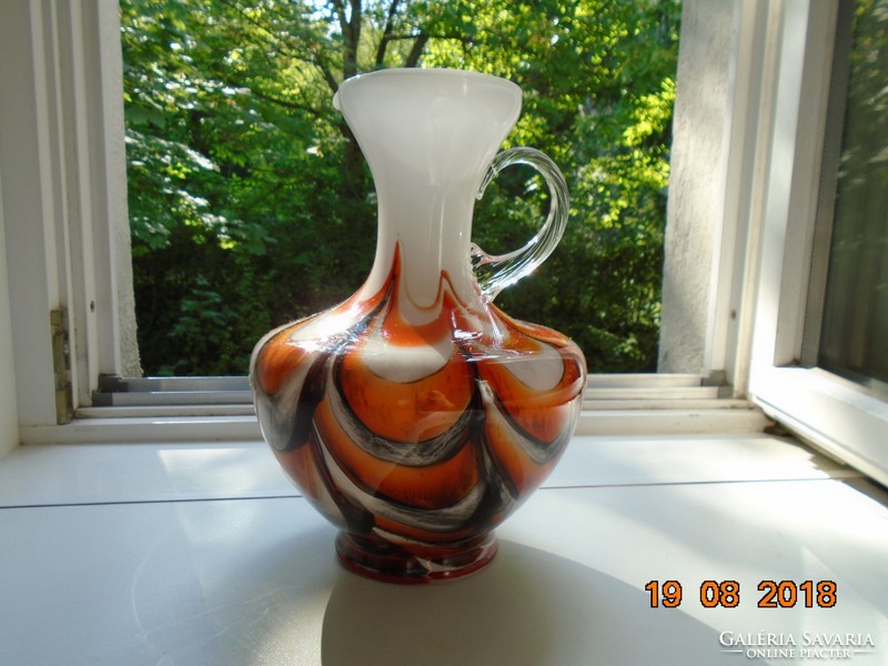 Murano imposing carlo moretti (1934-2008) laminated glass, multi-colored jug vase