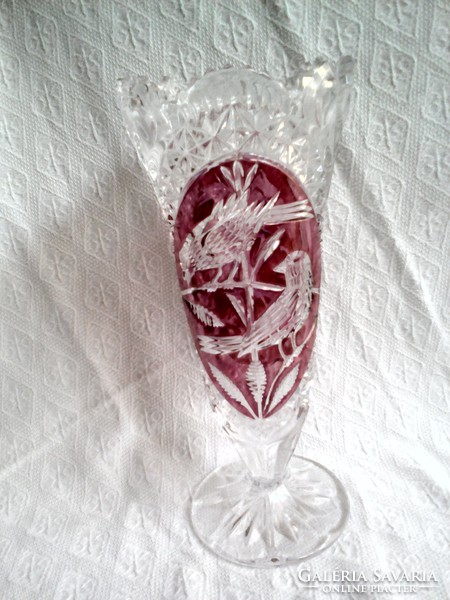 Antique colored crystal vase