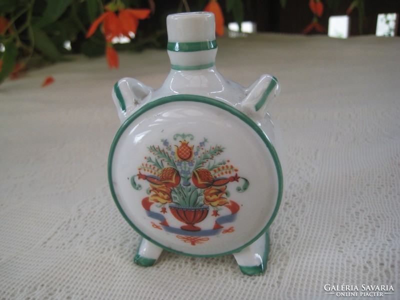 Zsolnay water bottle, 10 cm old shield, with folk motifs