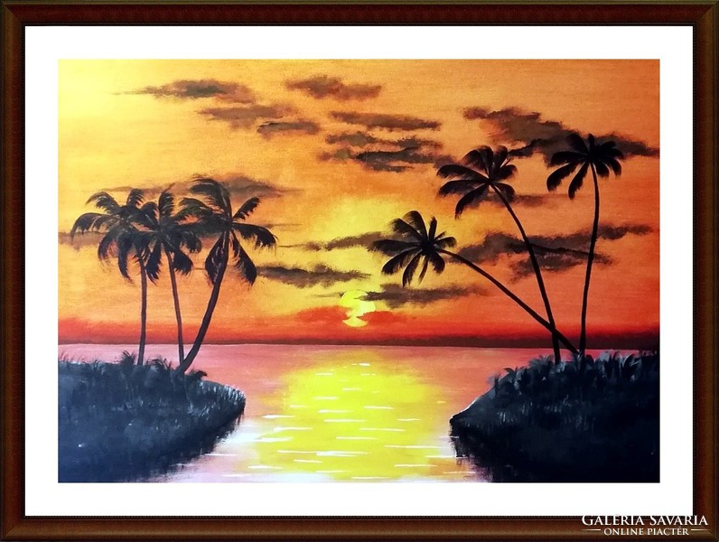 Czinóber - Palm sunset ( 70 x 50 )