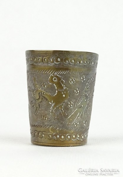 0R991 Antik kisméretű madaras állatmintás pohár