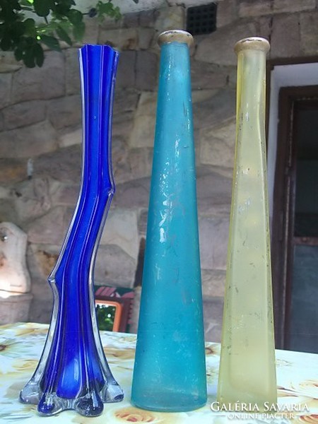 Hand painted slim glass vases