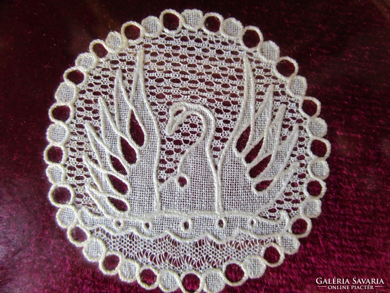 Framed marked Halas lace fish the famous swan 1984 our extraordinary aprolék Hungarian handicraft