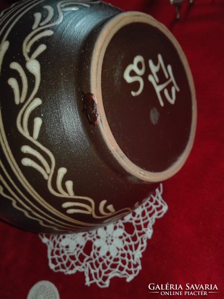 Kerámia váza jelzett szép árnyalatok mintájában szép mintázat, 22 cm/20 cm