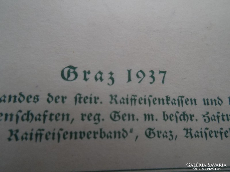 1936. évi üzleti elszámolás a GRAZI  RAIFFEISEN szövetség - egylet munkájáról.