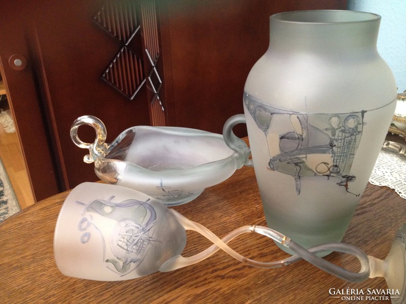 Jon Art kortárs művészi üveg váza - 24,5 cm