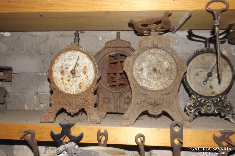 Antique cast iron clock scales from 9 clock scales collection in one