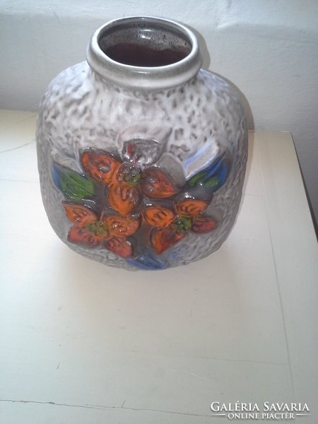 Német, kézzel festett  kerámia váza,  padlóváza