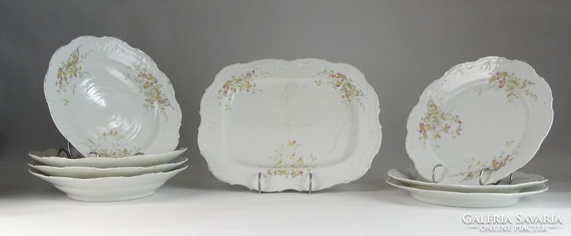 0S763 Antik porcelán tányérkészlet 8 darab