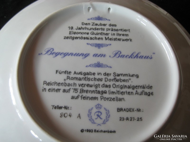 Reichenbach porcelain, wall plate, with certificate of authenticity, 19.5 cm