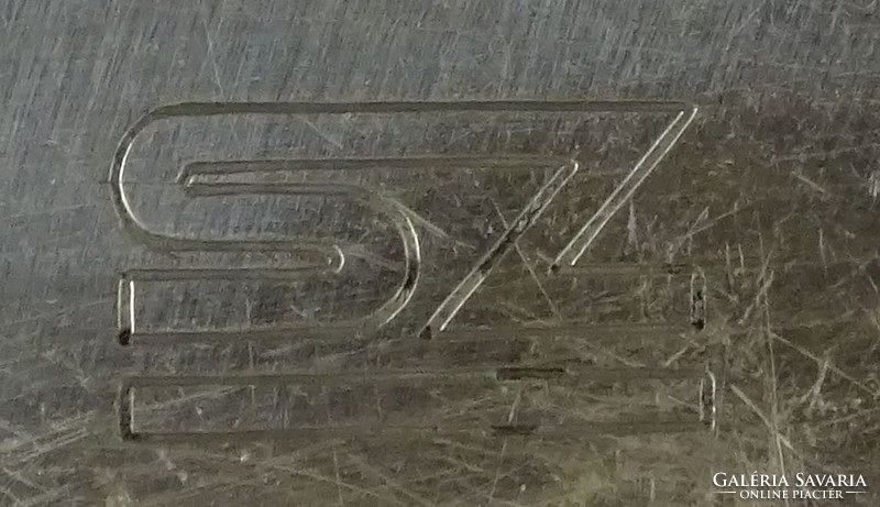 0S975 Antik jelzett ezüstözött alpakka tálca