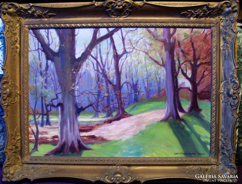 Gyula Laczkó: beautiful old painting, autumn atmosphere 1920