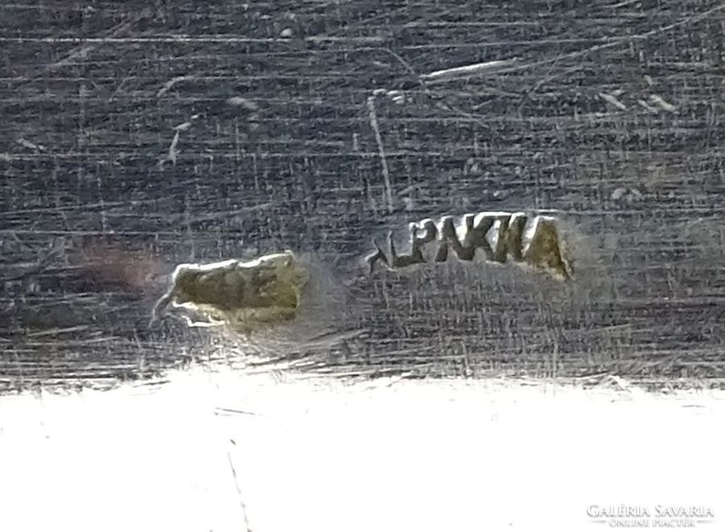 0S978 Antik jelzett ezüstözött alpakka tálca