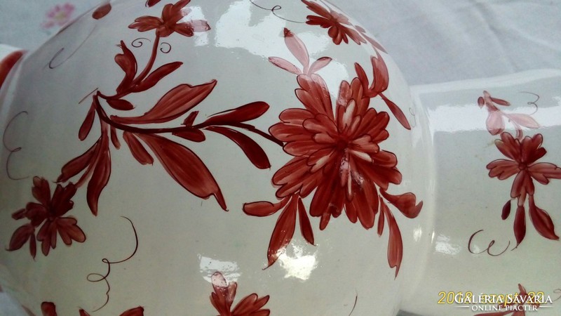 Német kerámia váza, szórt, kézzel festett mintával,  20 cm magas