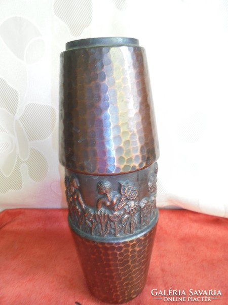 Industrial red copper vase