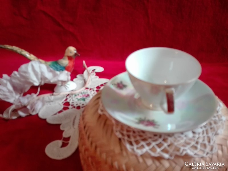 Kávés csészék Lüsztermázas romantikus  porcelán csészék + alj 
