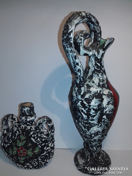 Vintage fat lava with ceramic vase / decanter and water bottle with s image. Marino meran