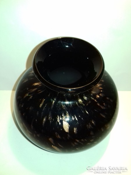 Fekete arany elegáns vastag falú üveg váza