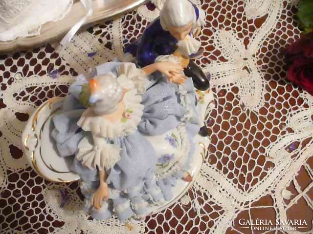 SANDIZELL antik porcelán barokk páros figura