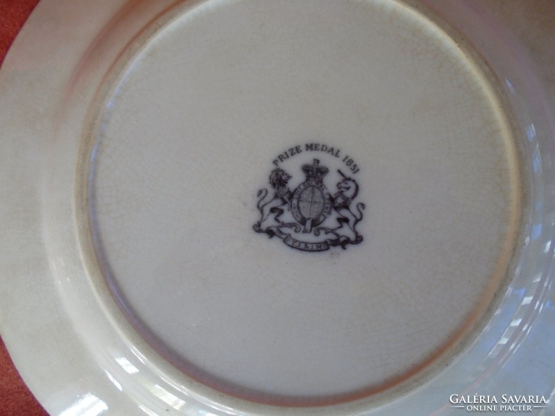 Antik rózsás-szőlőfürtös porcelán tányér