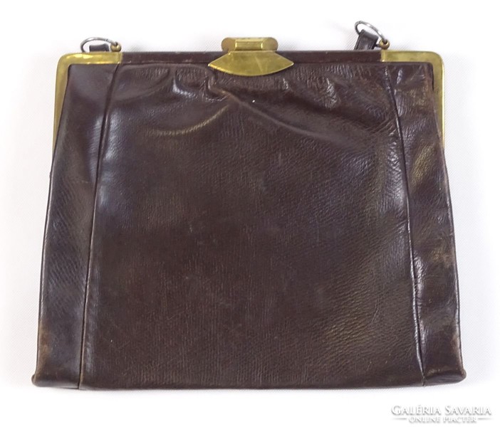 0T328 Régi barna bőr női táska válltáska