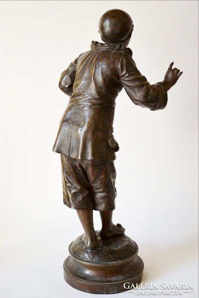 Bohóc szobor patinázott eredeti színében talpán jelzéssel 46 cm