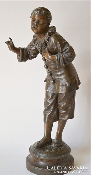 Bohóc szobor patinázott eredeti színében talpán jelzéssel 46 cm
