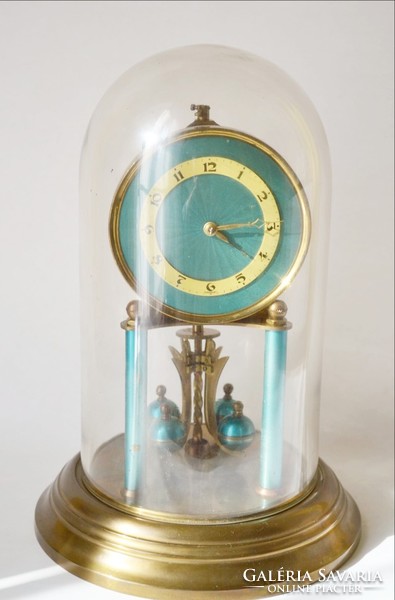 Kandalló óra kék zománc számlap üvegburával fedve