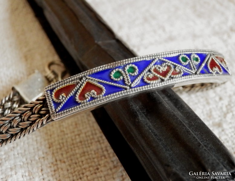 Silver enamelled bracelet