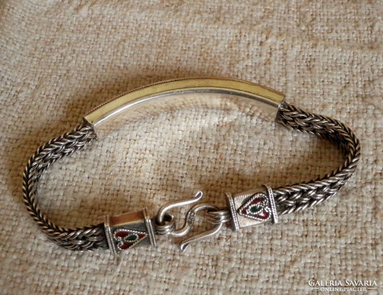 Silver enamelled bracelet