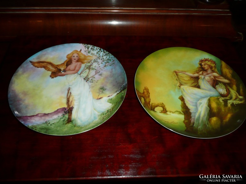 2 pieces of georgia lambert marked, numbered, beautiful porcelain plates