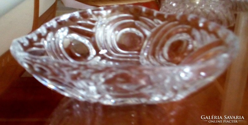 Triangular crystal glass serving bowl