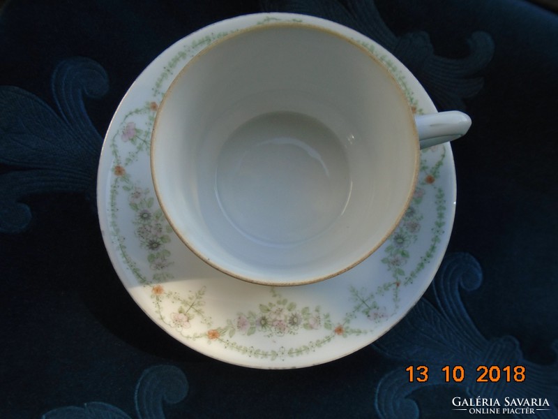 1899 Eichwald Hand Numbered Art Nouveau Garland Tea Cup with Coaster