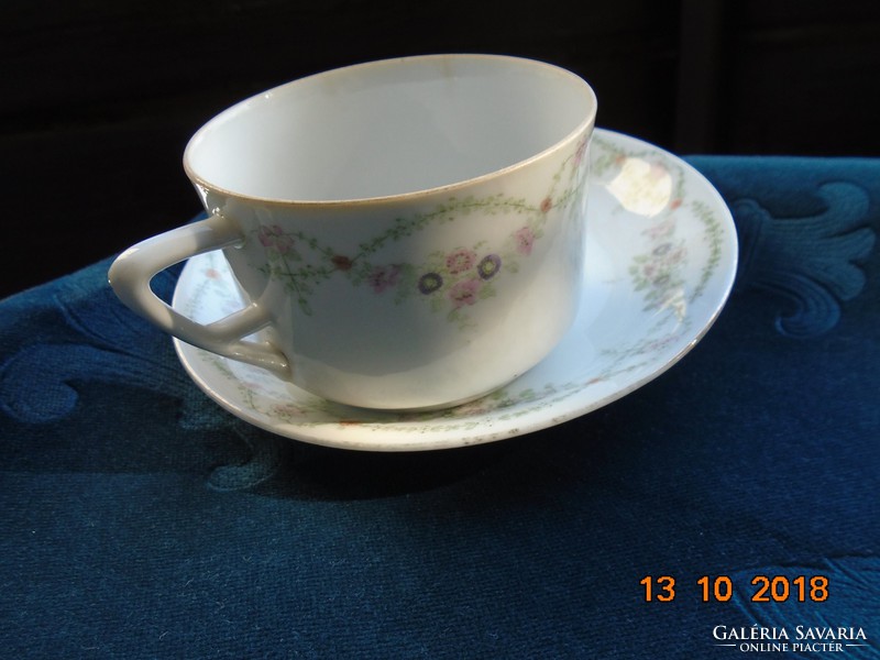 1899 Eichwald kézzel számozott szecessziós girlandos teás csésze alátéttel